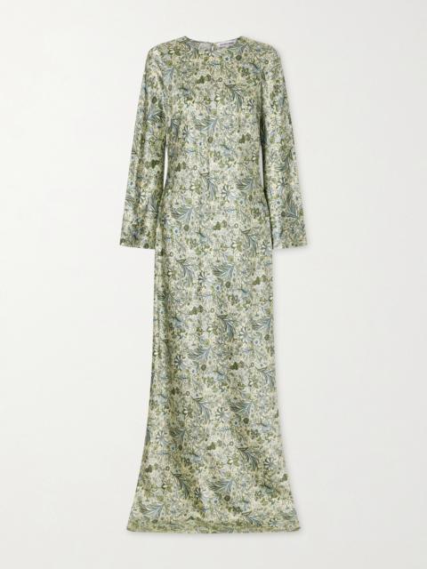 VERONICA BEARD Gemma Printed Silk-blend Satin Maxi Dress