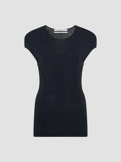Another Tomorrow Women's Seamed Fitted Top - Black