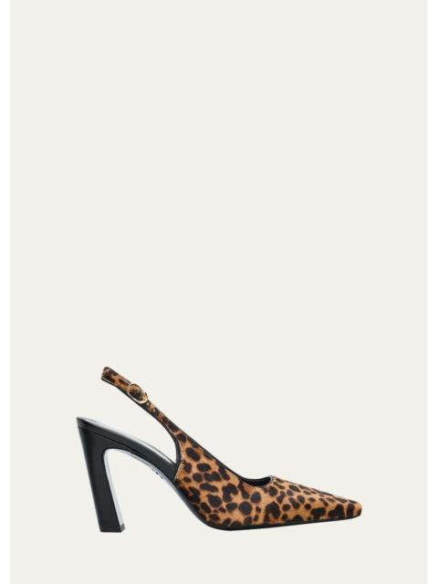 Stuart Weitzman 85mm Stassi Leopard Calf Hair Slingback Pumps