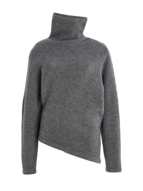 CAROLINA HERRERA Asymmetric Turtleneck Wool Sweater grey