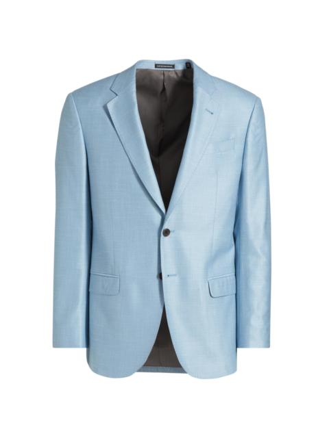 EMPORIO ARMANI Men's Bamboo-Silk Blend Jacket - Sky Blue