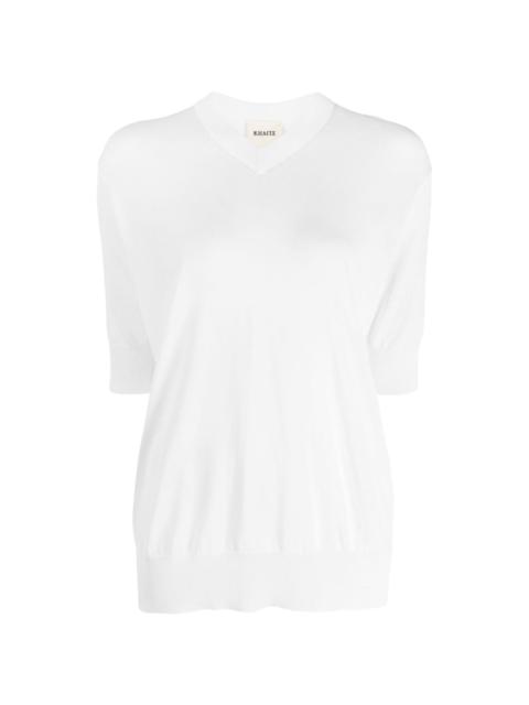 KHAITE fine-knit V-neck sweatshirt
