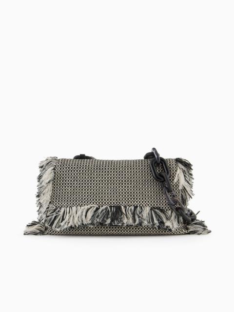 Fringed straw shoulder bag