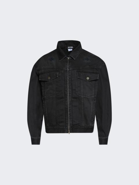 VETEMENTS Biker Crosses Zip Denim Jacket Washed Black