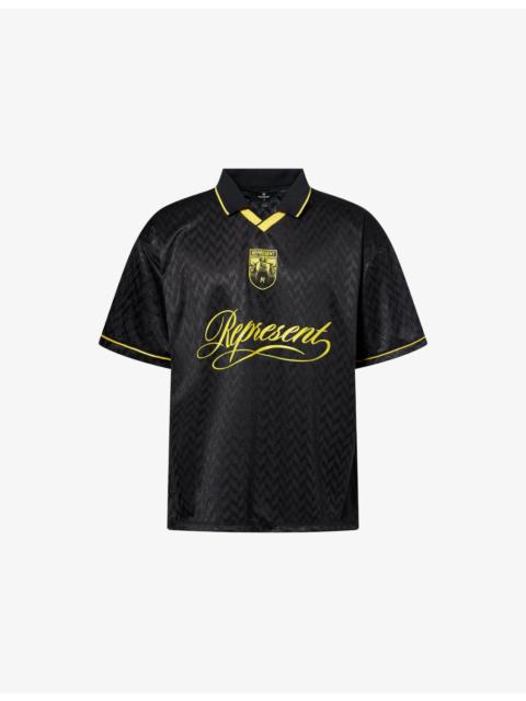 REPRESENT Logo-Print Collared Football Shirt
