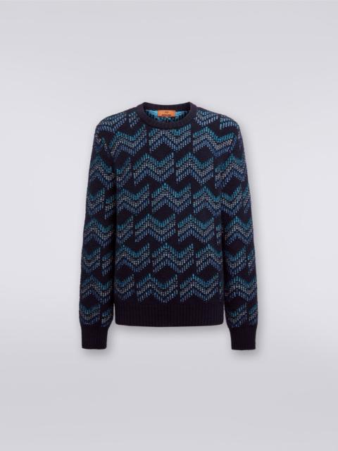 Missoni Cotton blend crew-neck sweater with zigzag pattern