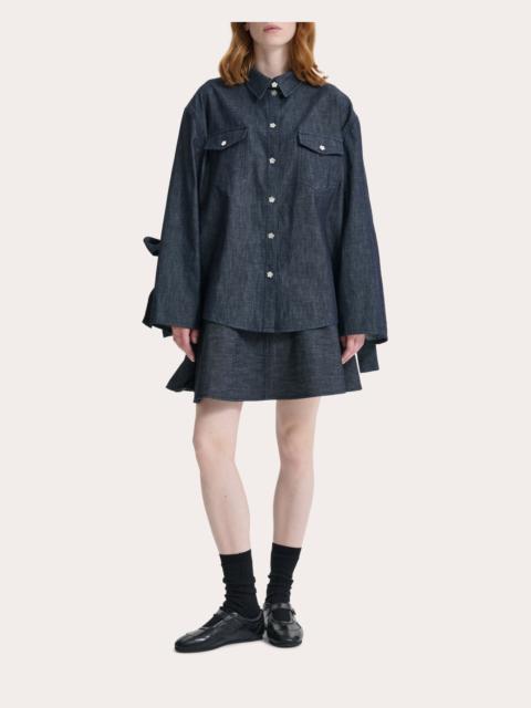 CECILIE BAHNSEN Coral Denim Bow-Sleeve Shirt