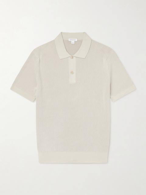 Sunspel Ribbed Cotton Polo-Shirt