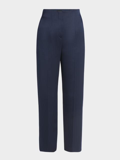 GIORGIO ARMANI Embellished-Waist Satin Straight-Leg Ankle Trousers