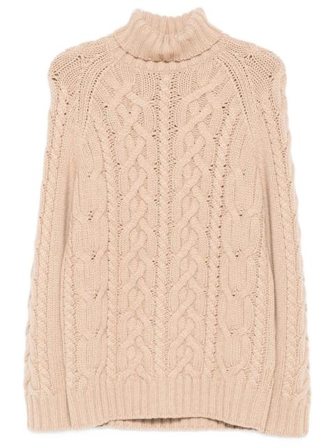 Brunello Cucinelli CABLE KNIT CASHMERE SWEATER WITH HIGH COLLAR