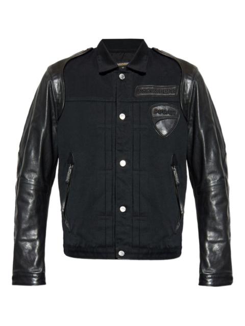 DSQUARED2 x Ducati leather-sleeve patch shirt jacket
