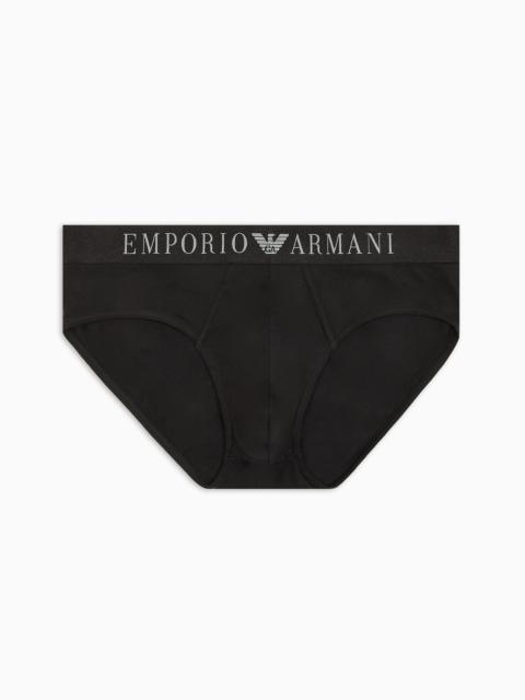 EMPORIO ARMANI Superfine cotton briefs with logo waistband