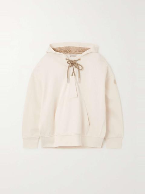 Lace-up cotton-blend jersey hoodie