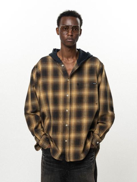 KAMIYA OG Check Sun-Faded Hooded Shirt