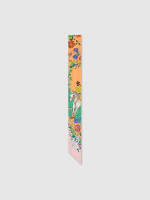 GUCCI Allover floral print silk neck bow