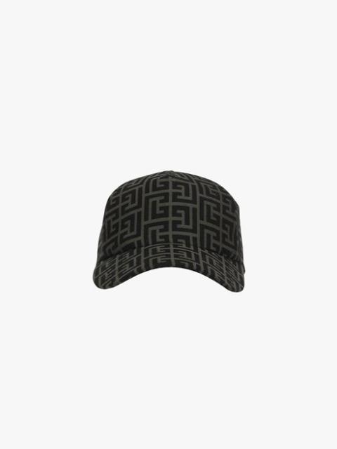 Balmain Khaki and black cotton cap with Balmain monogram