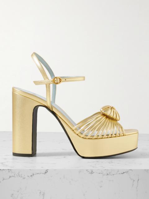 Valentino Embellished Metallic Leather Platform Sandals