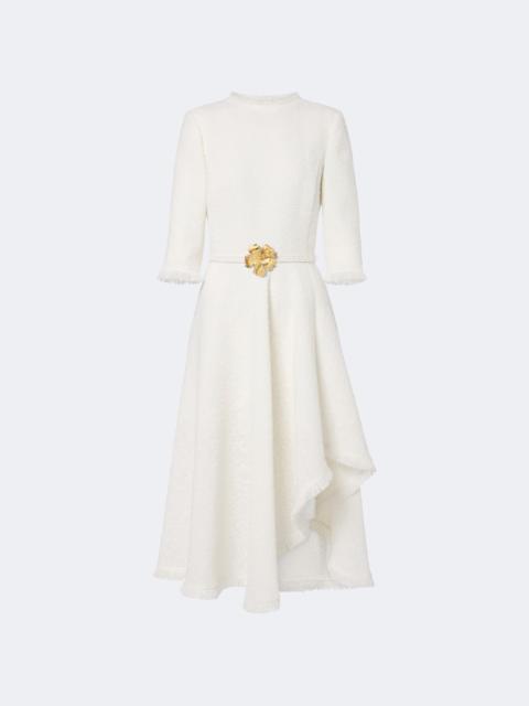 Oscar de la Renta Belted fringed bouclé midi dress