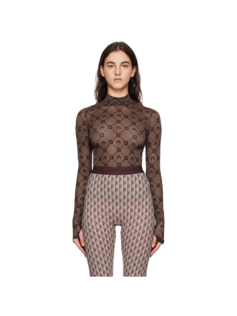 Moonogram Mesh Flock High Neck Top • Marine Serre