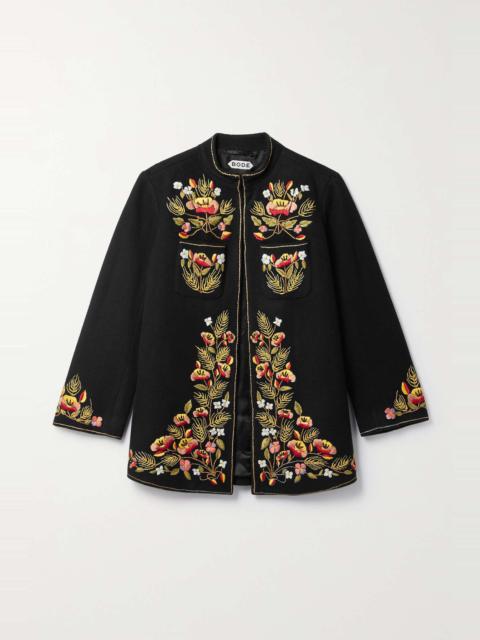 BODE Wheat Poppy Persis embroidered wool-felt jacket