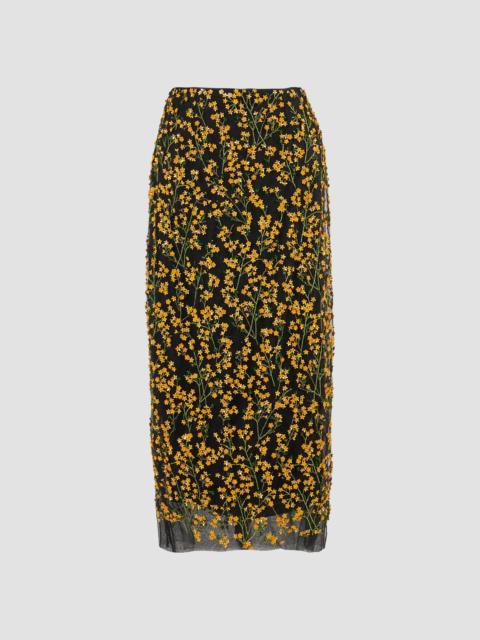 CAROLINA HERRERA Women's Floral Appliqué Column Midi Skirt - Melon