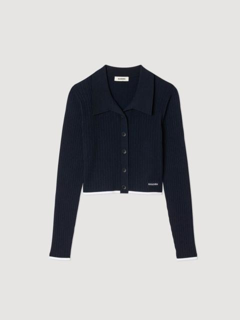 Sandro CROPPED POLO COLLAR CARDIGAN