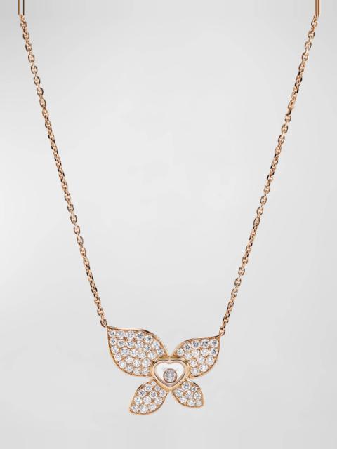 Chopard Happy Butterfly 18K Rose Gold Diamond Pendant Necklace