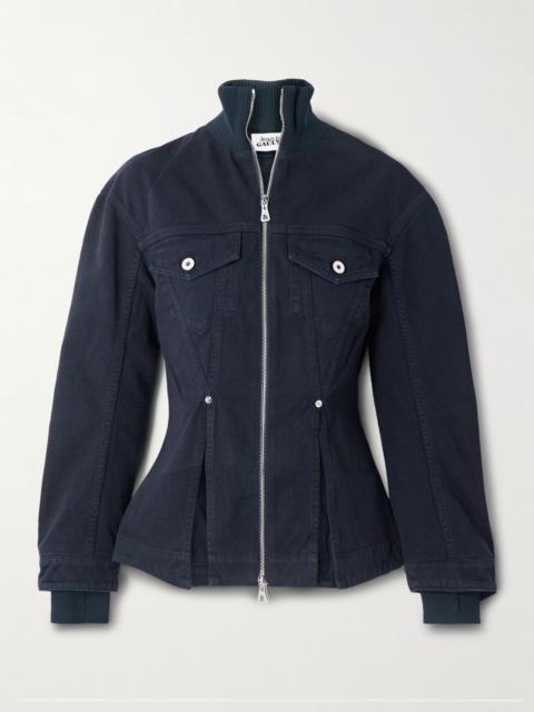 Jean Paul Gaultier Ribbed knit-trimmed denim jacket Navy