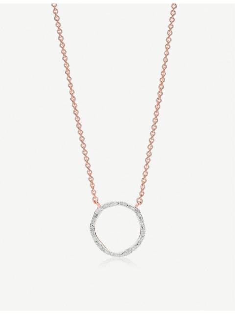 MONICA VINADER Riva Mini Circle 18ct rose-gold vermeil diamond necklace