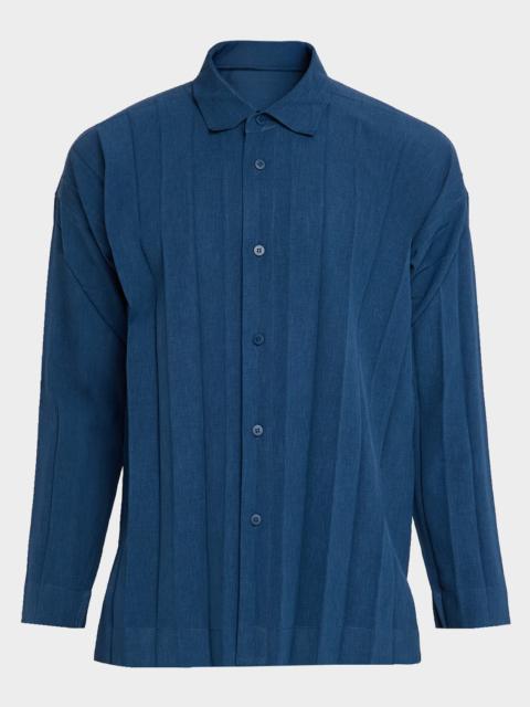 ISSEY MIYAKE Men's Pleated Relaxed Fit Button-Down Shirt