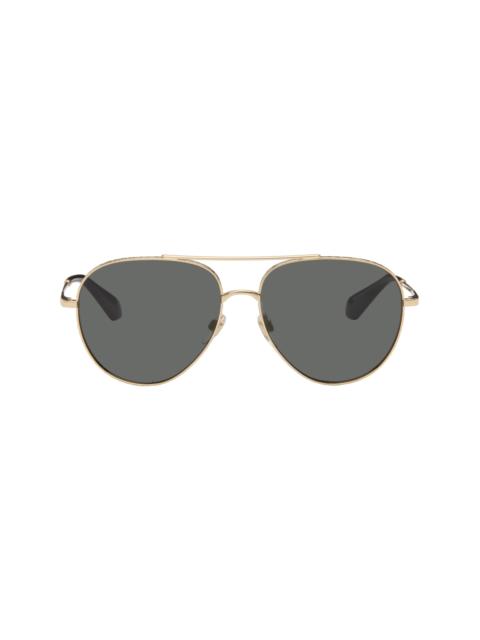 Burberry Gold Metal Check Aviator Sunglasses