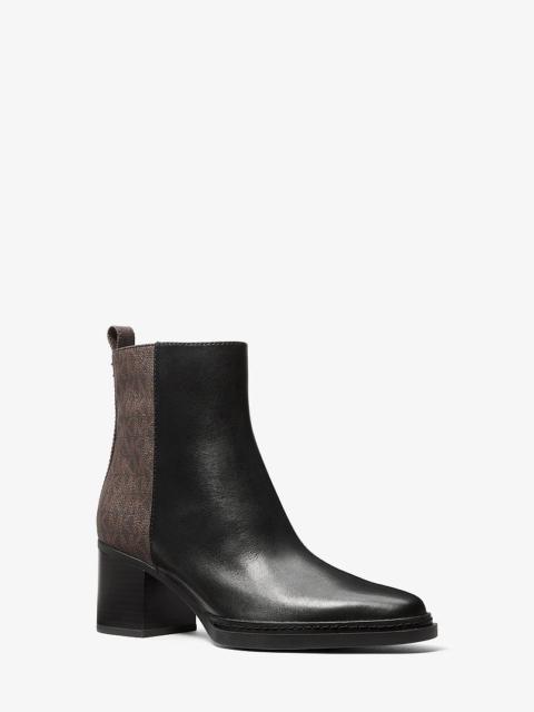 MICHAEL KORS Lex Leather and Signature Logo Boot