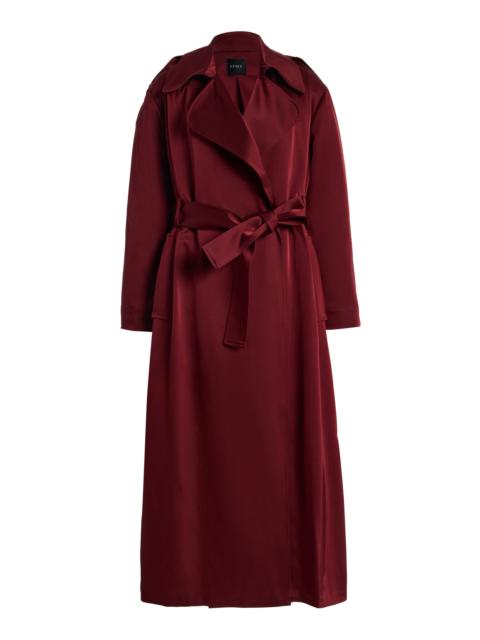 LESET Barb Satin Trench Coat burgundy