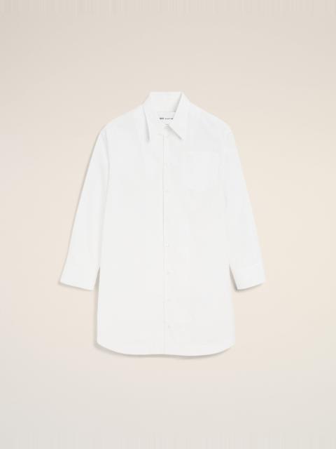 AMI Paris WHITE COTTON AMI DE COEUR WIDE SHIRT DRESS