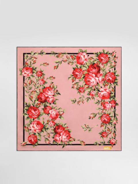 Dolce & Gabbana Rose bouquet-print silk twill scarf 70x70