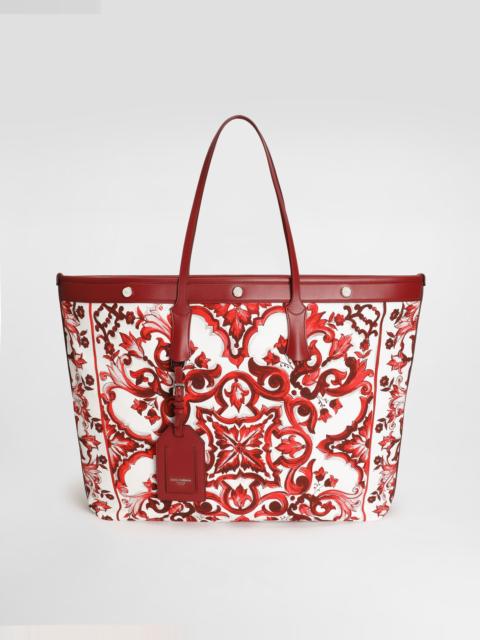 Dolce & Gabbana Atene shopping bag in majolica-print canvas