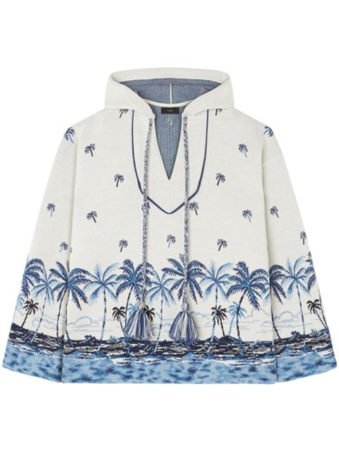 Alanui hawaii print-knitted wool hoodie