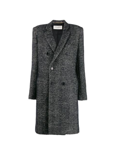 herringbone double-breasted coat