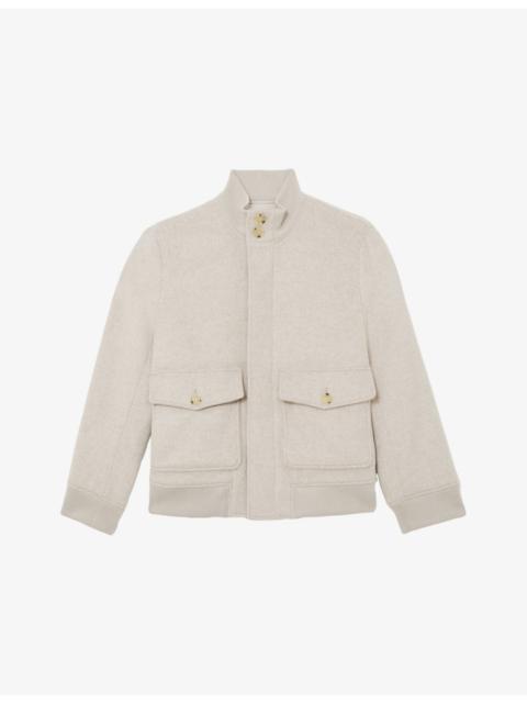 REISS Hadley Funnel-Neck Wool Bomber Jacket