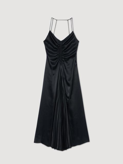 Sandro LONG SATIN-EFFECT DRESS