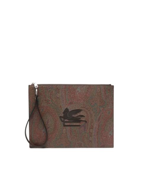 Etro paisley-print logo-embroidered clutch bag