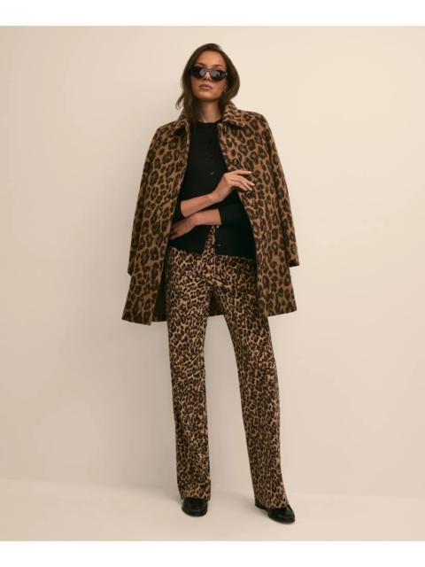 Brooks Brothers Cotton Blend Corduroy Leopard-Motif Flare Pants