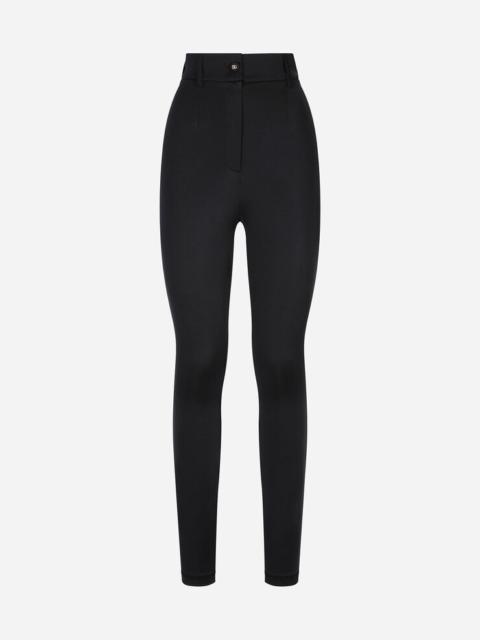 Jersey Milano rib leggings with stirrups in Black for