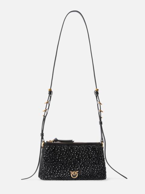 PINKO MINI DOUBLE BAG FULLY RHINESTONED SHOULDER BAG