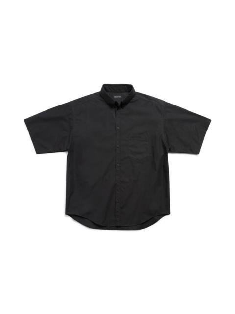 BALENCIAGA Men's Mirror Balenciaga Short Sleeve Shirt Large Fit in Black
