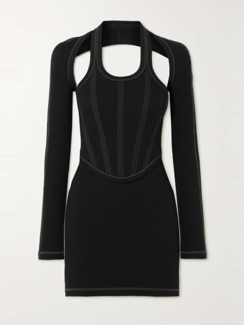 Dion Lee Cutout 화포 패널 늑골을 붙인 신축성 면 jersey 소형 복장