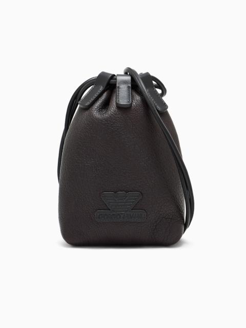 GIORGIO ARMANI GIORGIO ARMANI X KITH MINI PEBBLED-LEATHER DRAWSTRING BAG