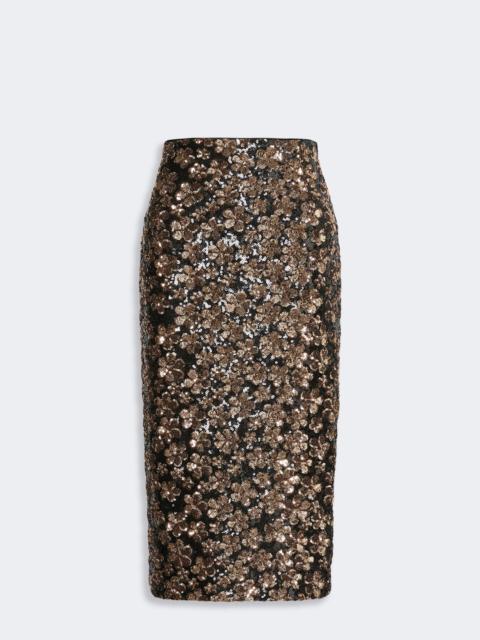 Max Mara FINITO Sequinned and embroidered tulle pencil skirt - BRONZE