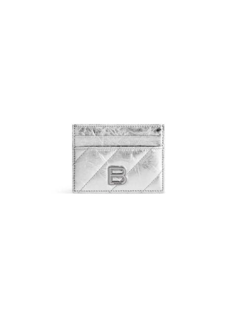 BALENCIAGA Women's Crush Card Holder Metallized Quilted  in Silver
