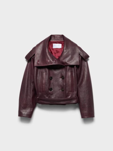 7 For All Mankind DOUBLE BREASTED HIGH NECK SHORT COAT in Leather